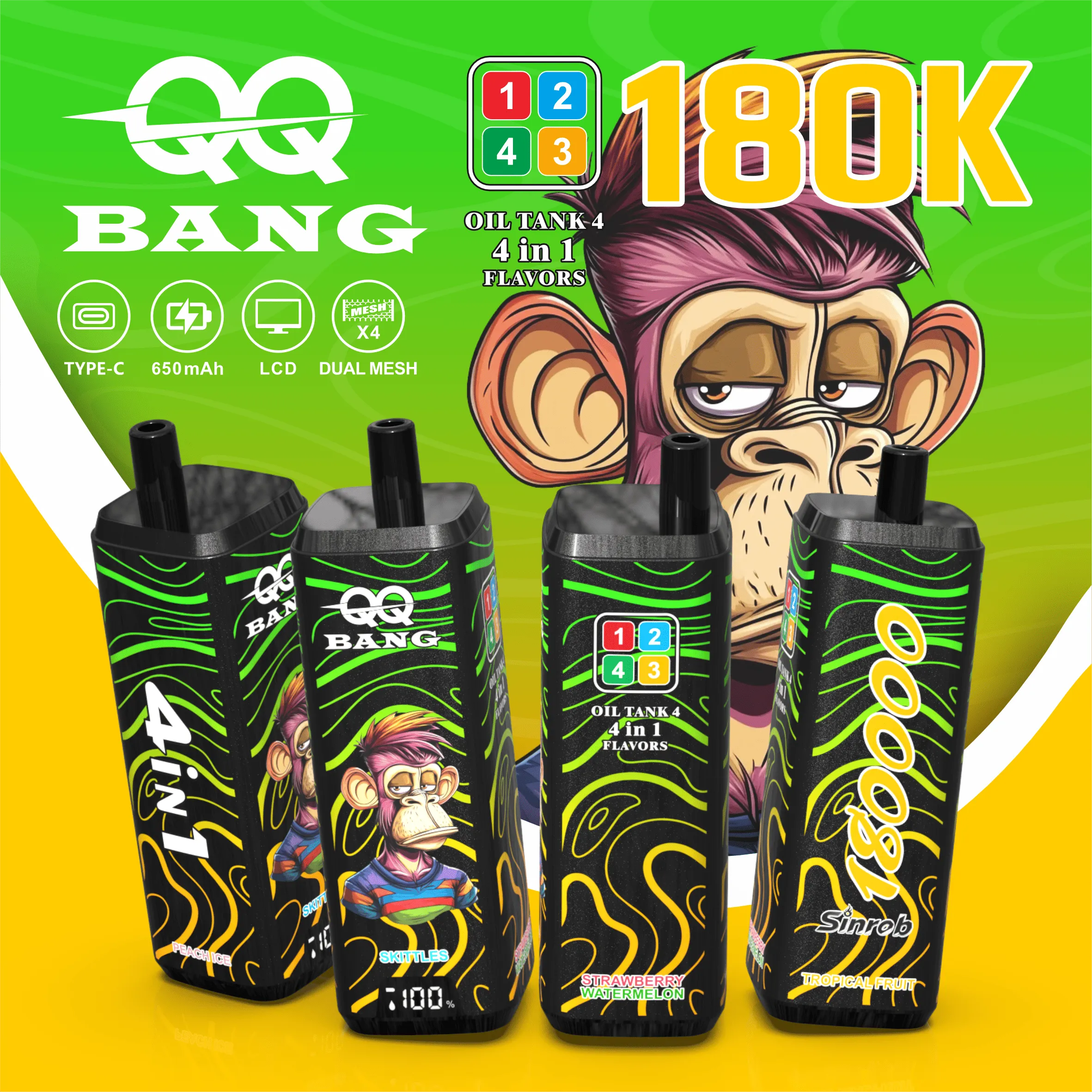 QQ BANG 180k Puffs 4 in 1 Disposable Vape